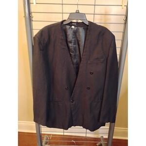 Pronti Collection Phita Mens Collarless Linen Blend Blazer Brown Double Breasted